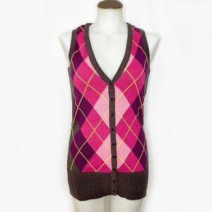 BROWN kersh argyle sweater vest 💚🌻